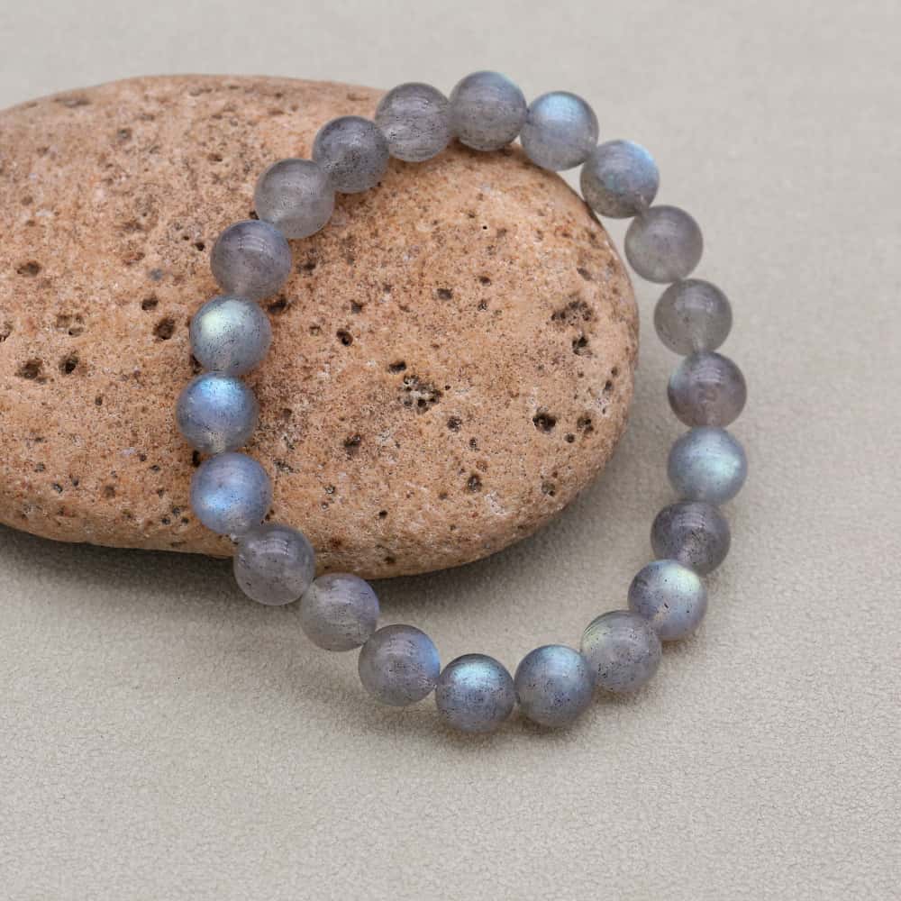Magic & Intuition 8mm Natural Labradorite Beaded Flash Bracelet