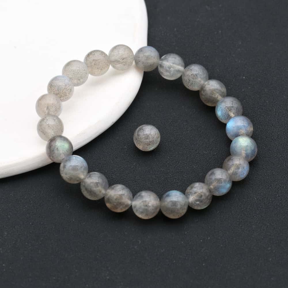Magic & Intuition 8mm Natural Labradorite Beaded Flash Bracelet