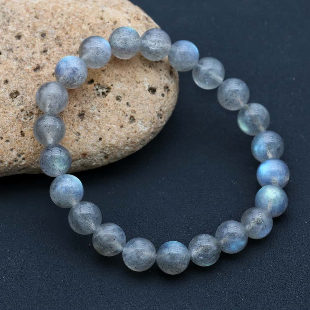 Magic & Intuition 8mm Natural Labradorite Beaded Flash Bracelet
