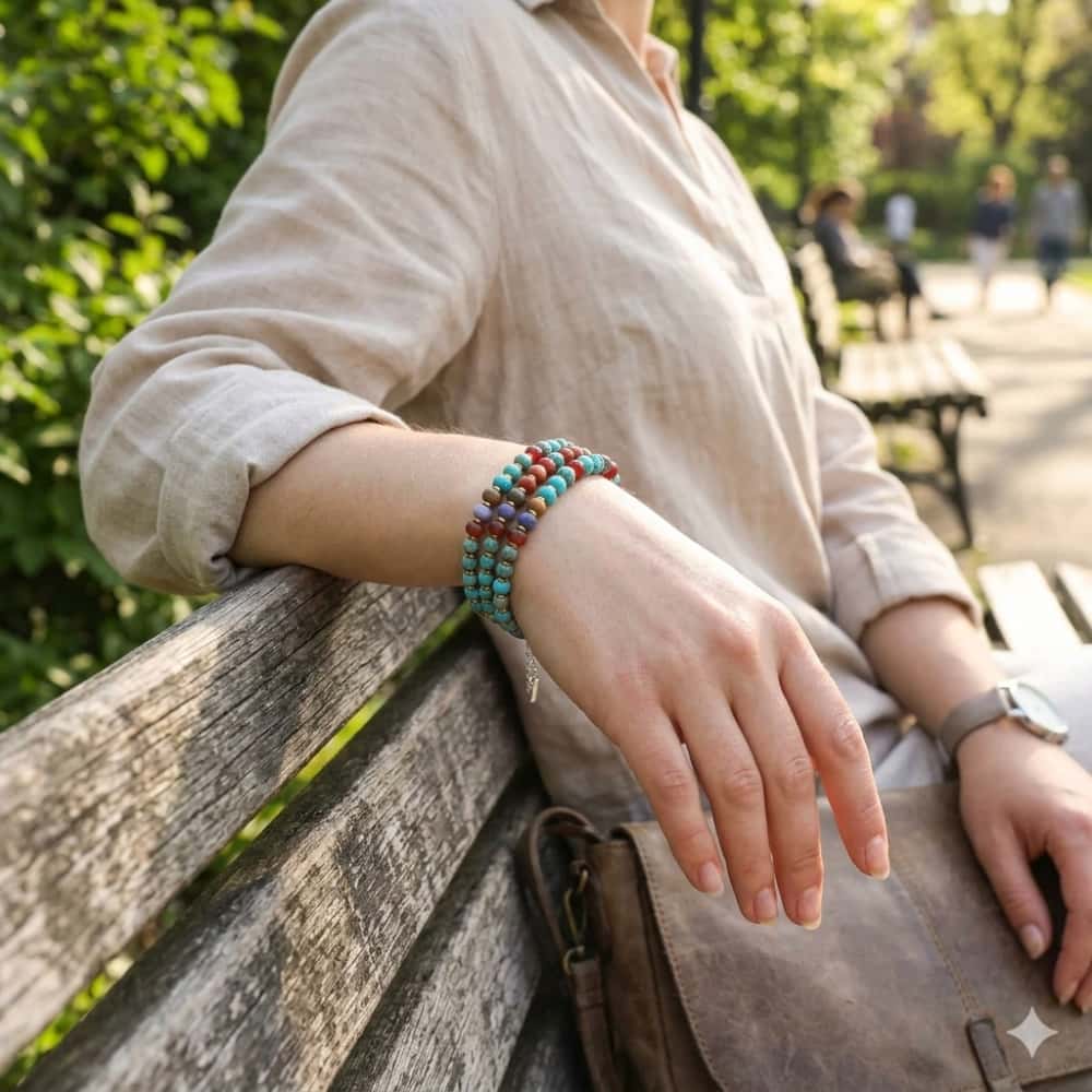 Harmony & Protection 3 Layer Imperial Jasper Multi Stone Bracelet
