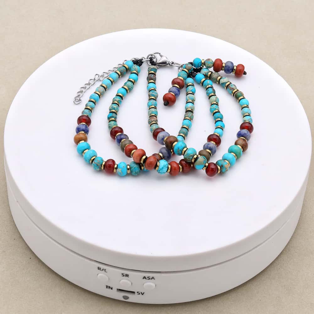 Harmony & Protection 3 Layer Imperial Jasper Multi Stone Bracelet