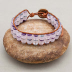 Love & Clarity Rose Quartz Fluorite Boho Leather Wrap Bracelet