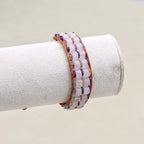 Love & Clarity Rose Quartz Fluorite Boho Leather Wrap Bracelet