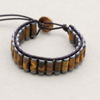 Power & Focus Large Tiger Eye Hematite Woven Leather Bracelet