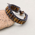 Power & Focus Large Tiger Eye Hematite Woven Leather Bracelet