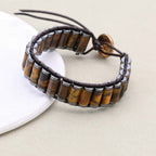 Power & Focus Large Tiger Eye Hematite Woven Leather Bracelet