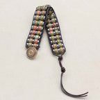 Balance & Vitality: Unakite Hematite Boho Leather Woven Bracelet
