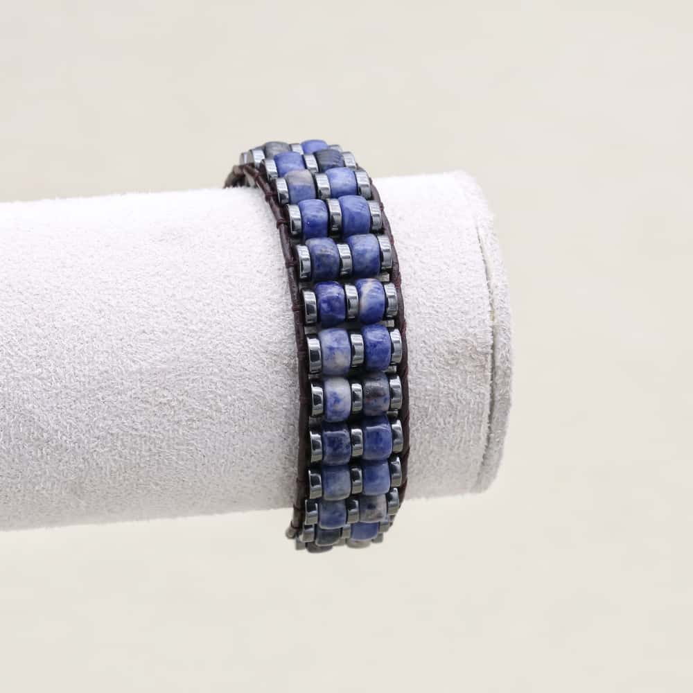 Calm & Clarity: Sodalite Hematite Boho Leather Woven Bracelet