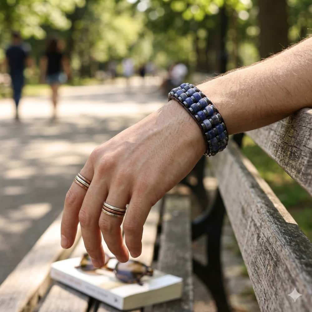 Calm & Clarity: Sodalite Hematite Boho Leather Woven Bracelet