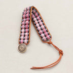 Love & Grounding: Rhodochrosite Hematite Boho Leather Woven Bracelet