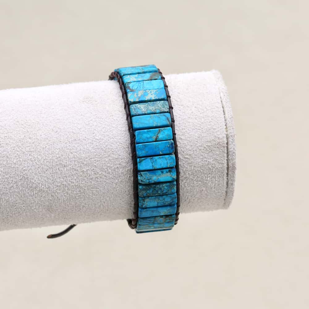 Inner Peace: Blue Emperor Stone Boho Woven Leather Bracelet