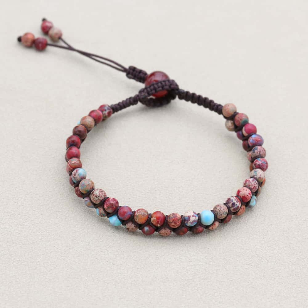 Passion & Vitality: Red Emperor Stone Red Agate Woven Boho Bracelet