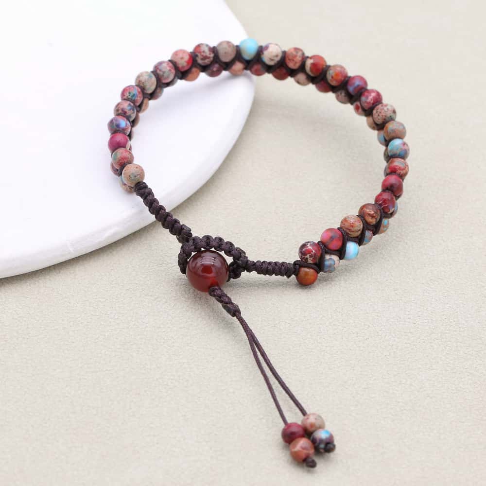 Passion & Vitality: Red Emperor Stone Red Agate Woven Boho Bracelet