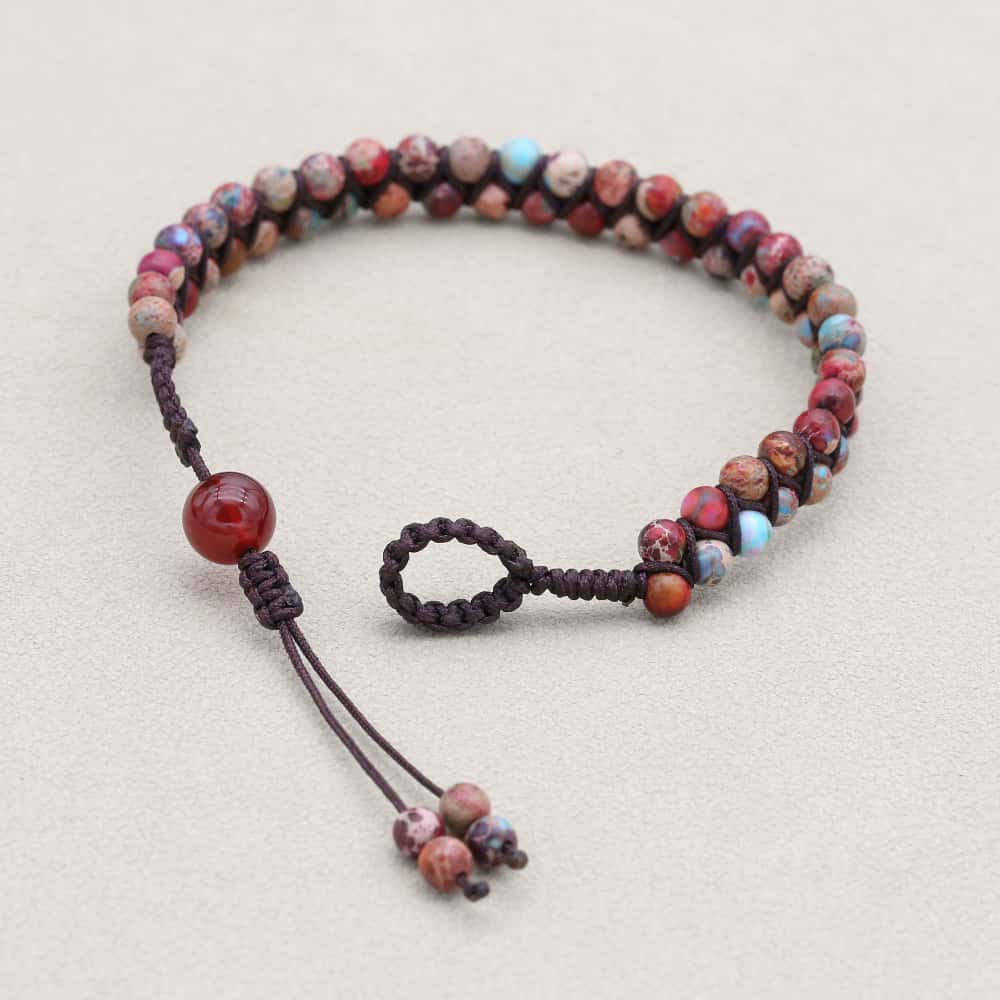 Passion & Vitality: Red Emperor Stone Red Agate Woven Boho Bracelet