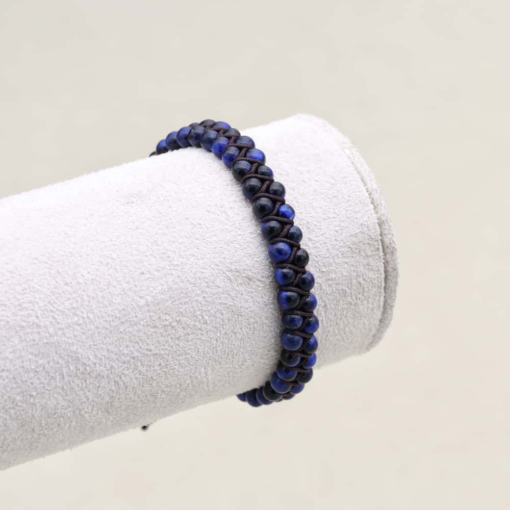 Insight & Protection: Blue Tiger's Eye Red Agate Woven Boho Bracelet