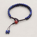 Insight & Protection: Blue Tiger's Eye Red Agate Woven Boho Bracelet