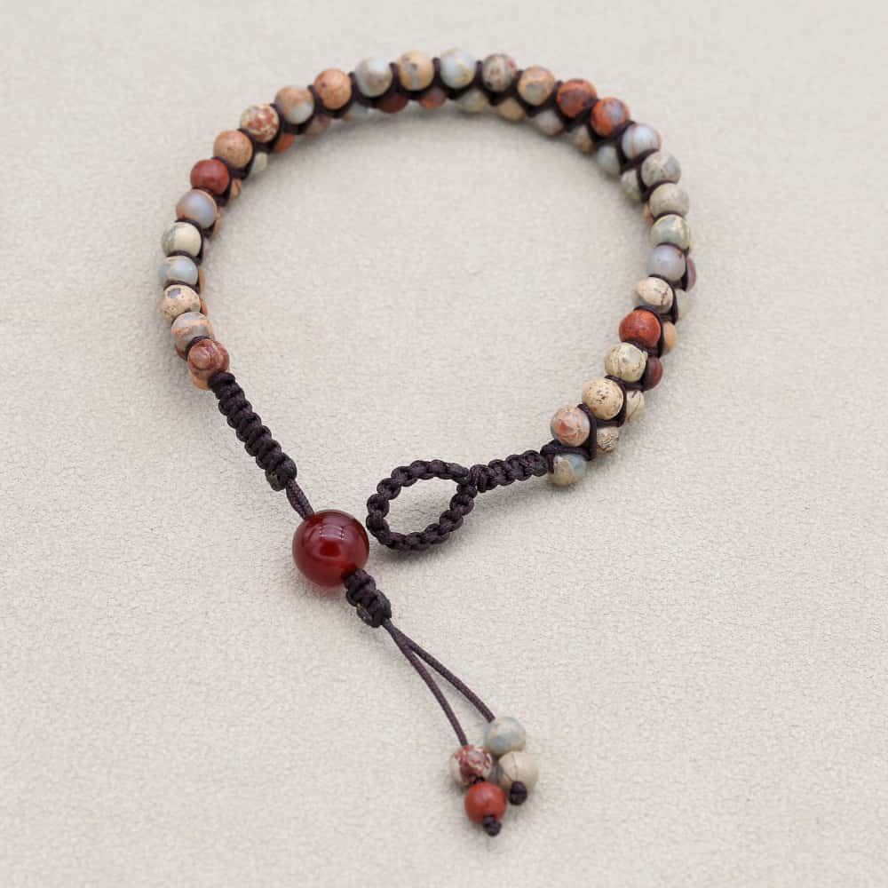 Serenity & Fortune: Shoushan Stone Red Agate Woven Boho Bracelet