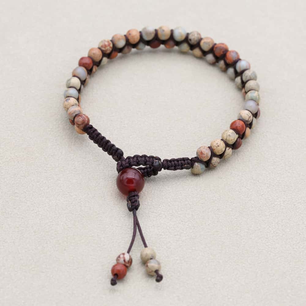 Serenity & Fortune: Shoushan Stone Red Agate Woven Boho Bracelet