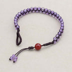 Wisdom & Fortune: Amethyst Red Agate Woven Boho Bracelet