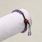 Wisdom & Fortune: Amethyst Red Agate Woven Boho Bracelet