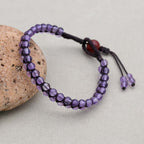 Wisdom & Fortune: Amethyst Red Agate Woven Boho Bracelet