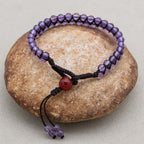 Wisdom & Fortune: Amethyst Red Agate Woven Boho Bracelet