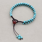Protection & Fortune: Turquoise Red Agate Woven Boho Bracelet