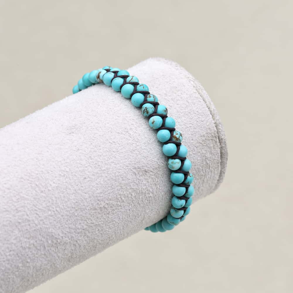 Protection & Fortune: Turquoise Red Agate Woven Boho Bracelet