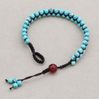 Protection & Fortune: Turquoise Red Agate Woven Boho Bracelet