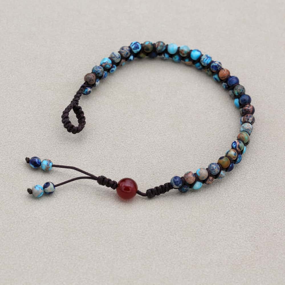 Power & Fortune: Imperial Jasper Red Agate Woven Boho Bracelet