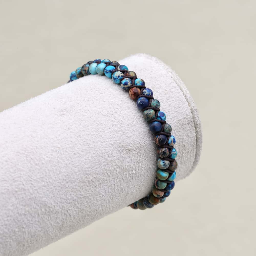 Power & Fortune: Imperial Jasper Red Agate Woven Boho Bracelet
