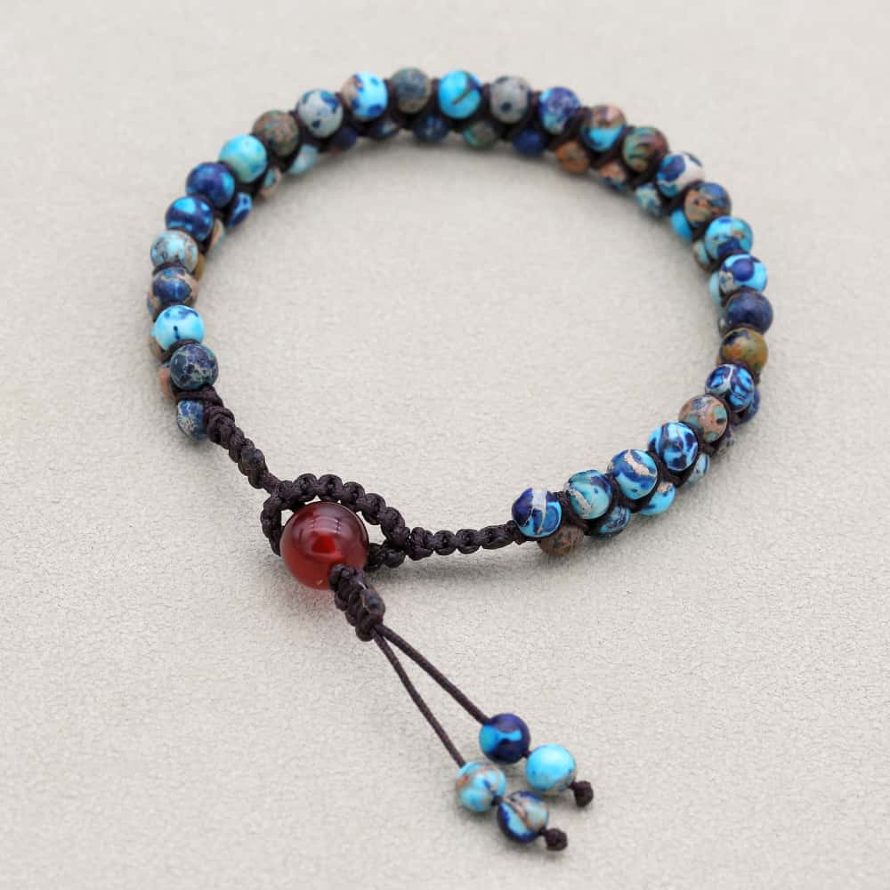 Power & Fortune: Imperial Jasper Red Agate Woven Boho Bracelet