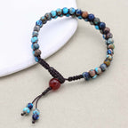 Power & Fortune: Imperial Jasper Red Agate Woven Boho Bracelet