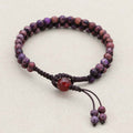 Wisdom & Fortune: Purple Imperial Jasper Red Agate Woven Bracelet