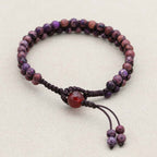 Wisdom & Fortune: Purple Imperial Jasper Red Agate Woven Bracelet