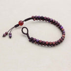 Wisdom & Fortune: Purple Imperial Jasper Red Agate Woven Bracelet
