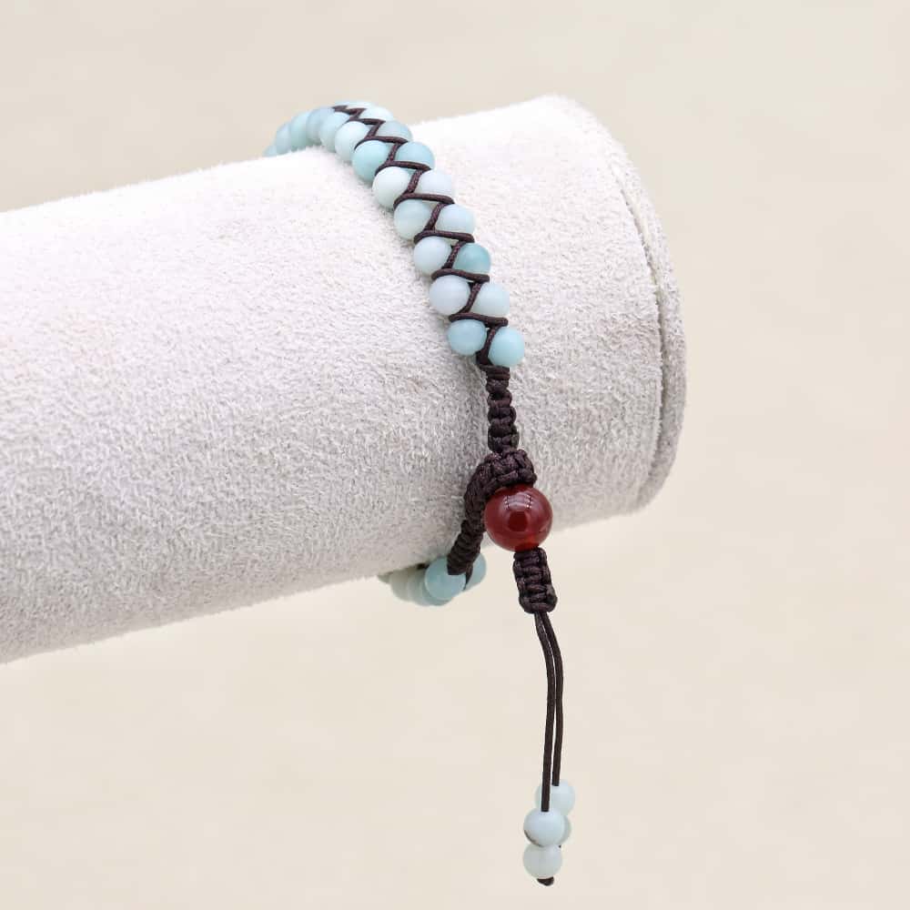 Hope & Fortune: Amazonite Red Agate Woven Boho Bracelet