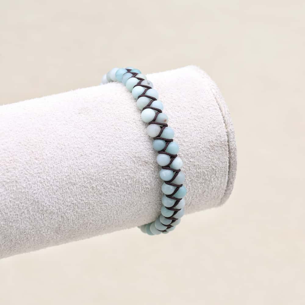 Hope & Fortune: Amazonite Red Agate Woven Boho Bracelet