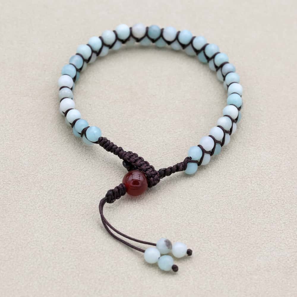 Hope & Fortune: Amazonite Red Agate Woven Boho Bracelet