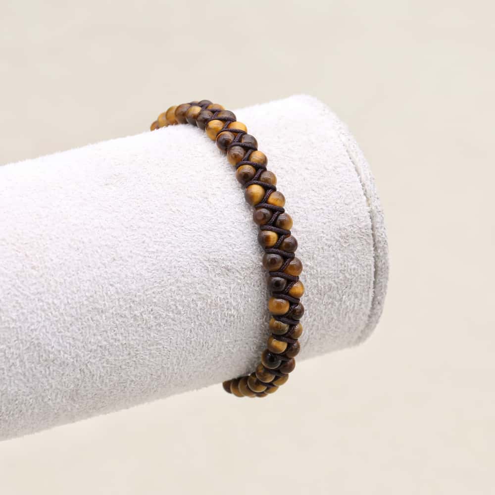 Courage & Fortune: Tiger's Eye Red Agate Woven Boho Bracelet