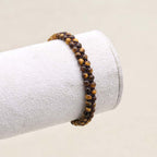 Courage & Fortune: Tiger's Eye Red Agate Woven Boho Bracelet