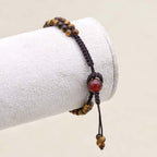 Courage & Fortune: Tiger's Eye Red Agate Woven Boho Bracelet