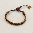 Courage & Fortune: Tiger's Eye Red Agate Woven Boho Bracelet