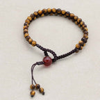 Courage & Fortune: Tiger's Eye Red Agate Woven Boho Bracelet