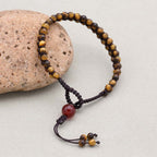 Courage & Fortune: Tiger's Eye Red Agate Woven Boho Bracelet