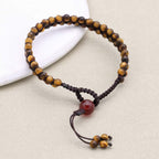 Courage & Fortune: Tiger's Eye Red Agate Woven Boho Bracelet