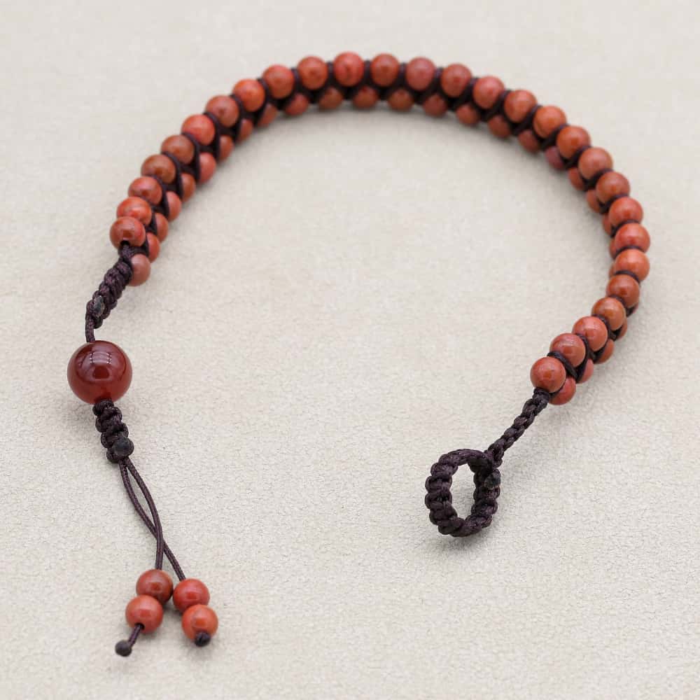 Strength & Fortune: Red Jasper Red Agate Woven Boho Bracelet