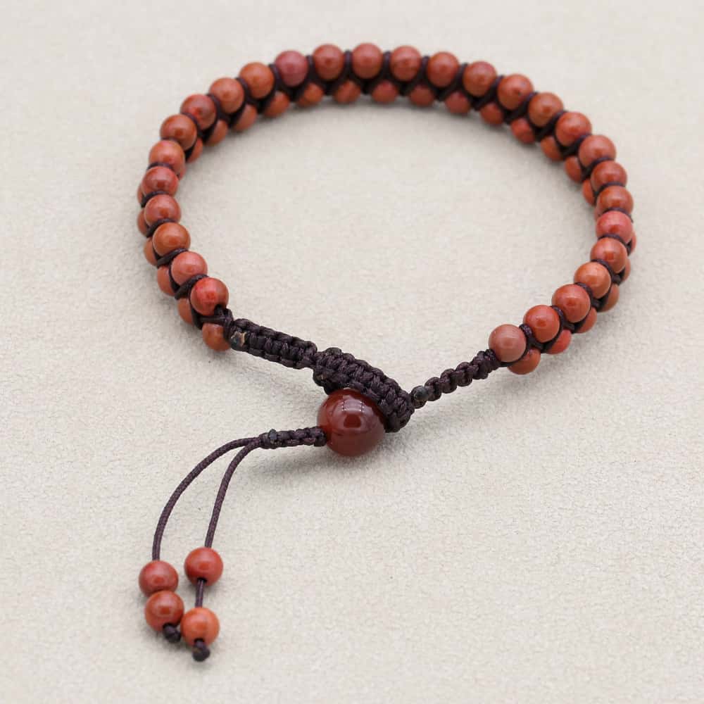 Strength & Fortune: Red Jasper Red Agate Woven Boho Bracelet