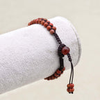 Strength & Fortune: Red Jasper Red Agate Woven Boho Bracelet