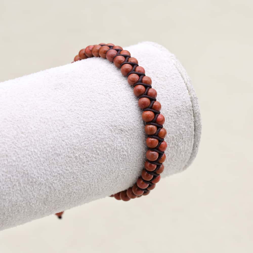 Strength & Fortune: Red Jasper Red Agate Woven Boho Bracelet
